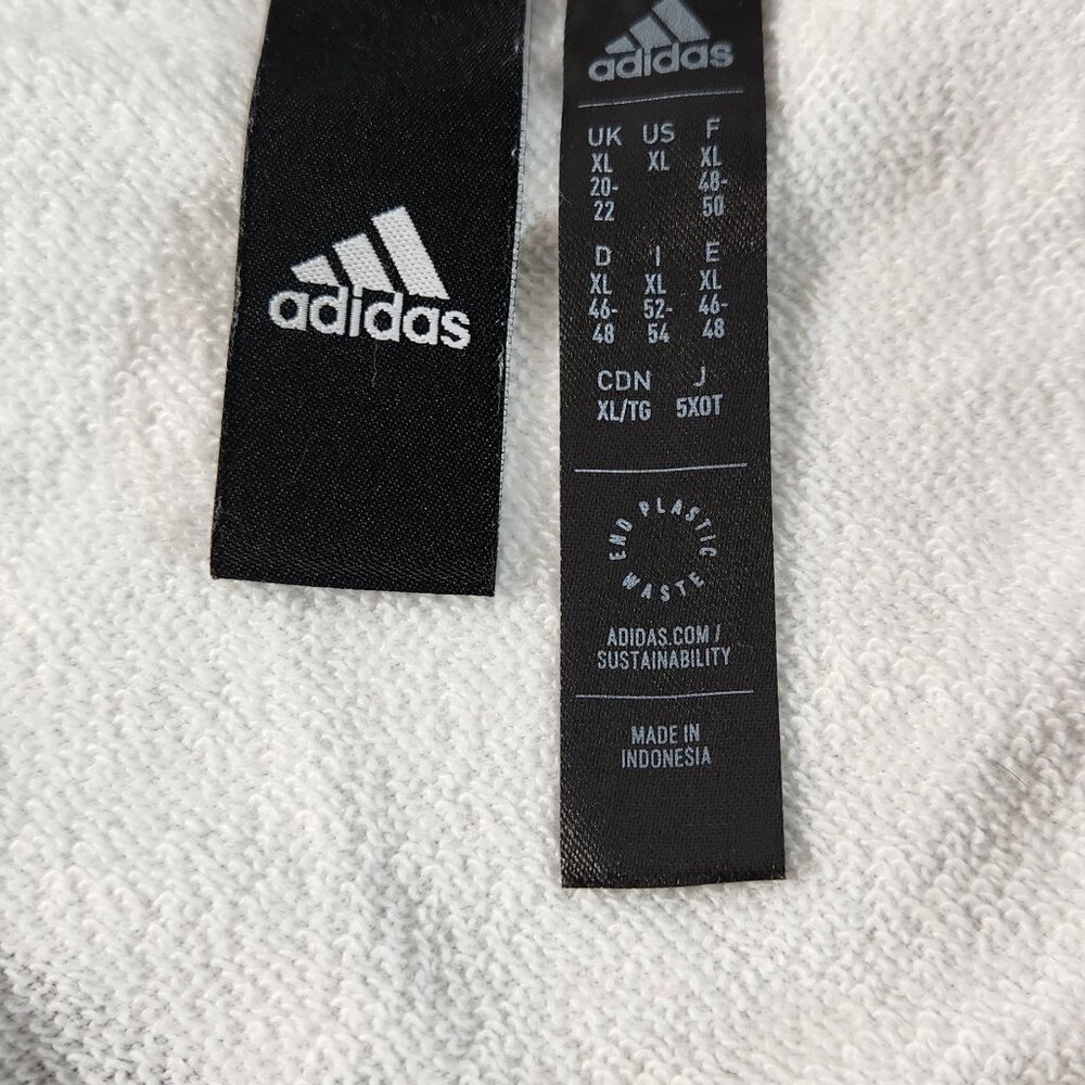Adidas V-Neck Hoodie Pullover Sweater White XL Cotton Blend Mid-Sleeves - Picture 13 of 16